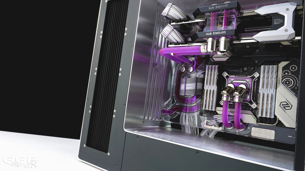 InWin 909EK联名限量版机箱紫色分体水冷MOD装机展示图片
