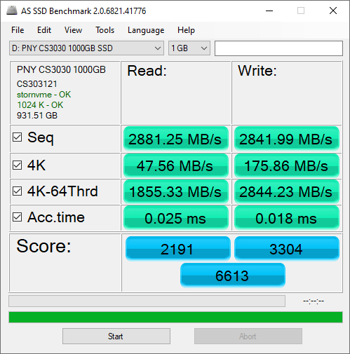 必恩威PNY XLR8 CS3030 NVMe M.2 SSD 1TB固态硬盘简测图片